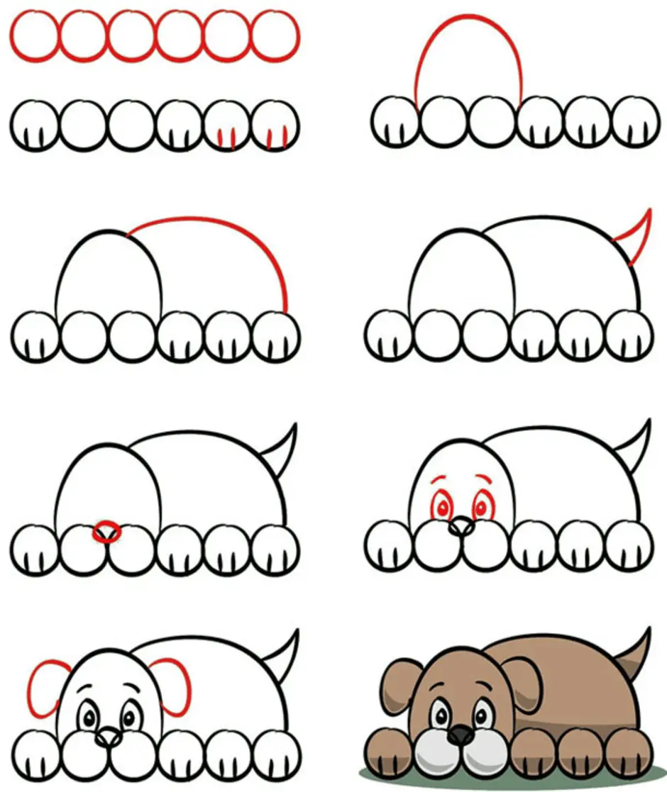 Рисовать поэтапно карандашом поэтапно собаку