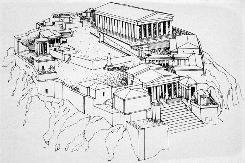 Схемы постройки городов. Афинский Акрополь в древней Греции. Древняя Греция Афины Акрополь. Афинский Акрополь аксонометрия. Архитектура древней Греции Акрополь.