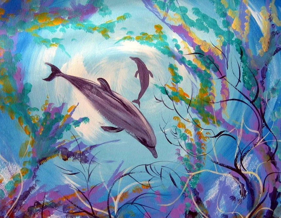 Картина по номерам дельфины