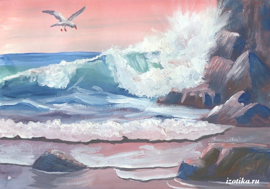 Море рисунок гуашью