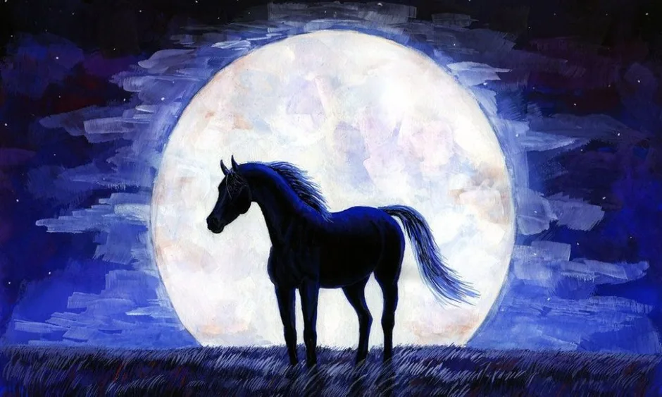 Лошадь на фоне луны