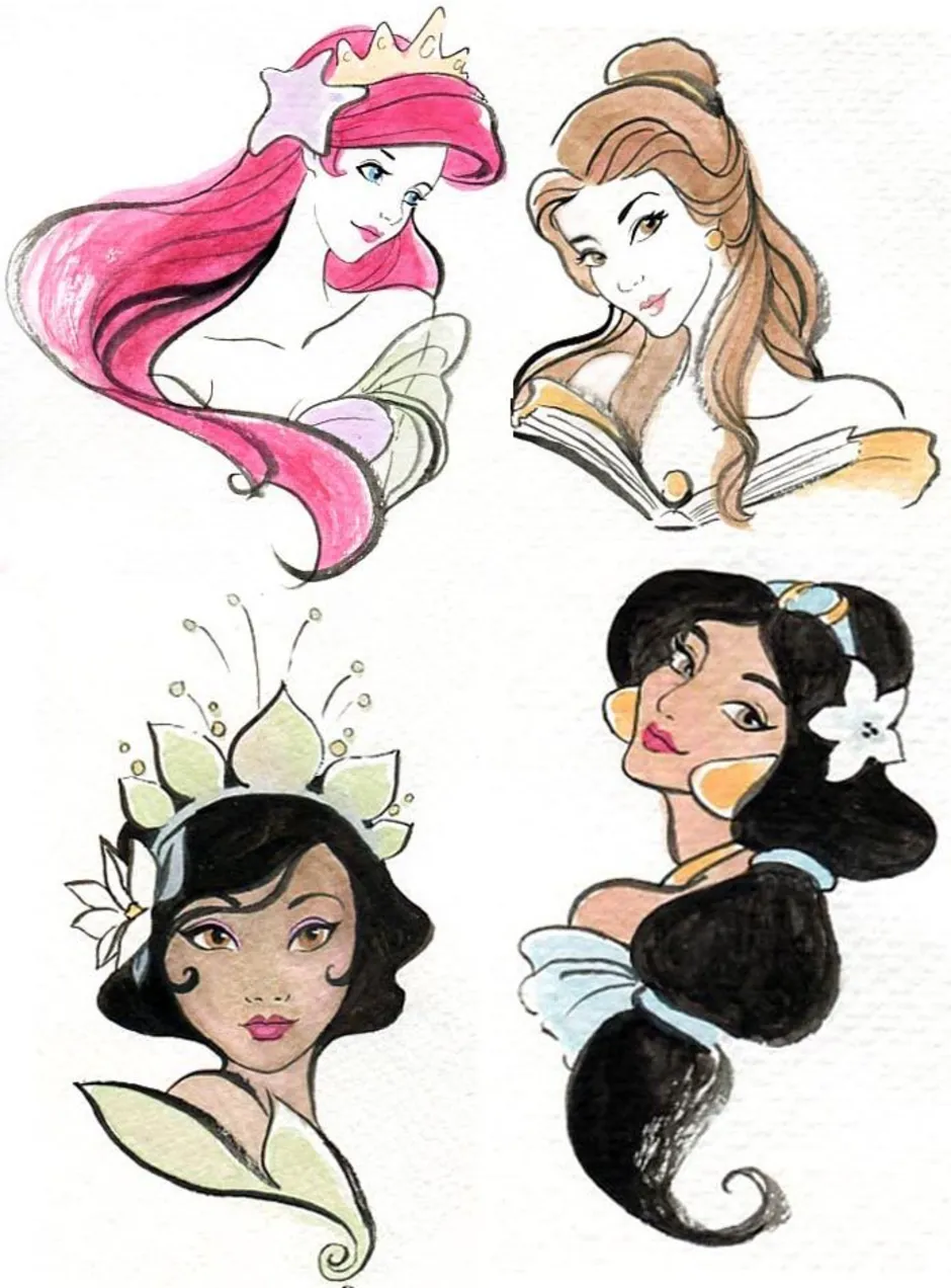 картинки для срисовки принцессы диснея современные
