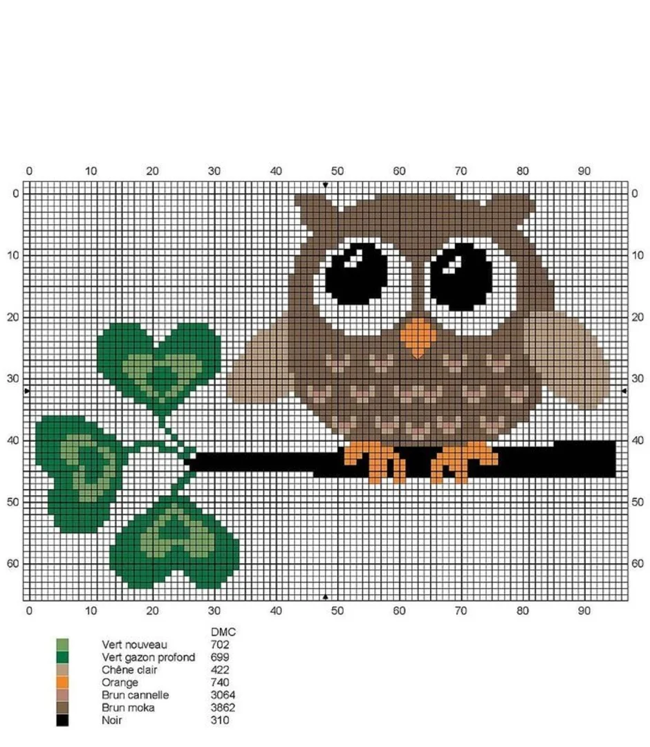 Маленькая сова крестиком схема