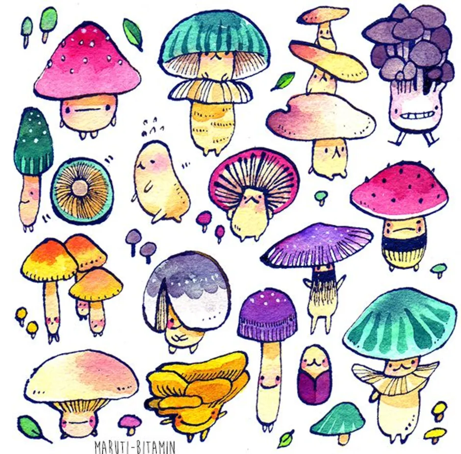 Психоделические рисунки грибов