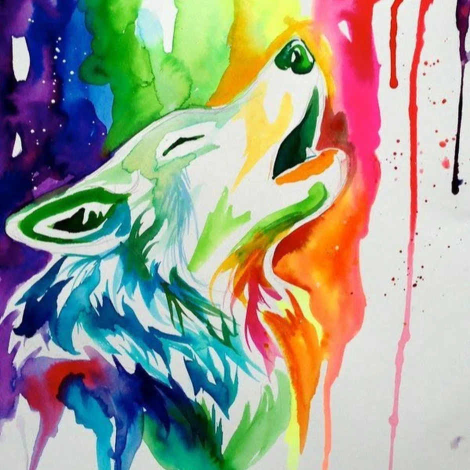 Волк рисунок легкий красками