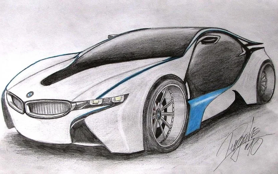 bmw спорткар i8 карандаш