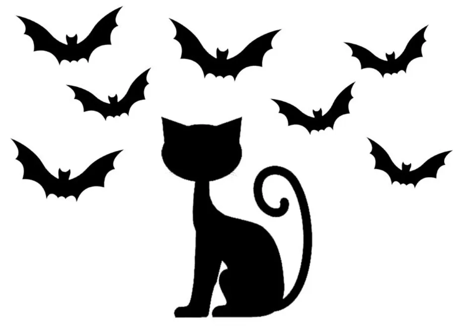 Черный кот распечатать. Трафареты кошек для декора. Трафареты на Хэллоуин. Силуэты на Хэллоуин. Силуэт кошки на Хэллоуин.