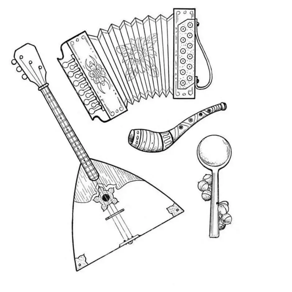 Старинный музыкальный инструмент рисунок