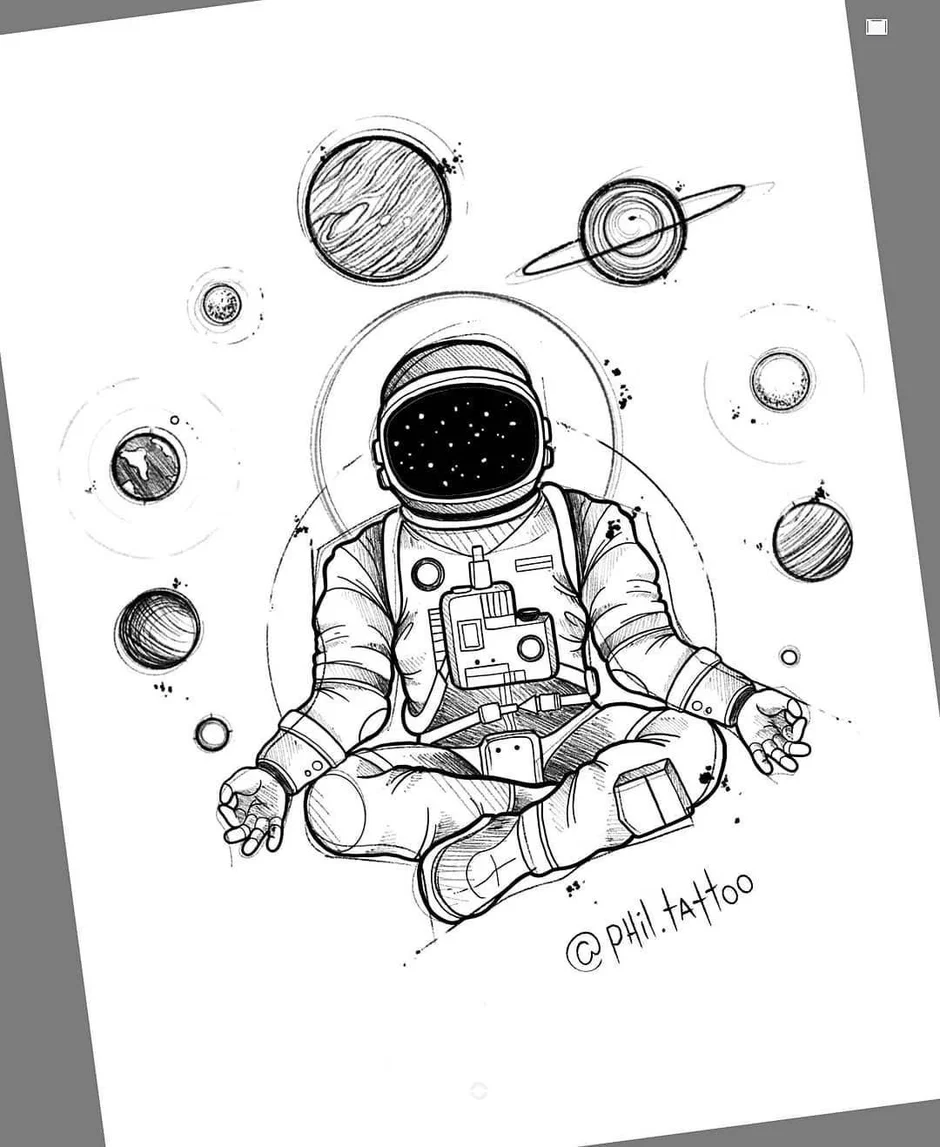 Космонавт в космосе эскиз