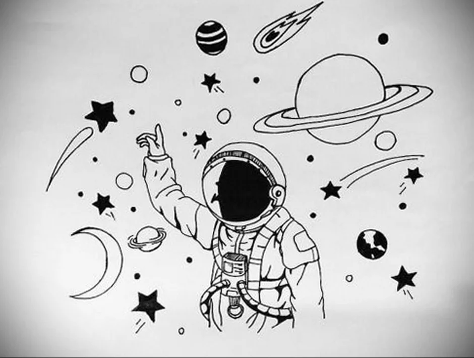 Рисунок космоса карандашом