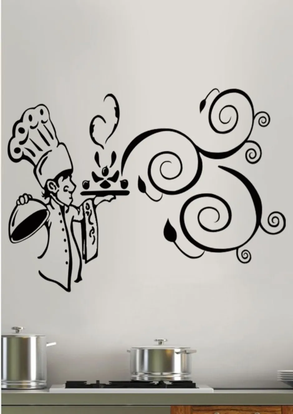 Рисунок на стене на кухне