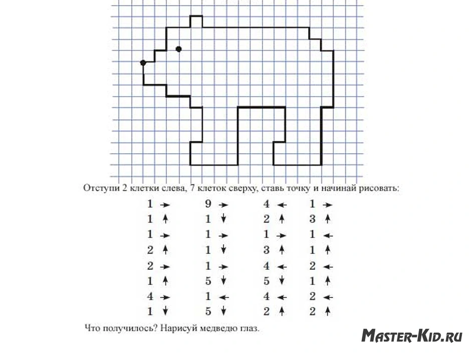 Рисунок по клеткам диктант