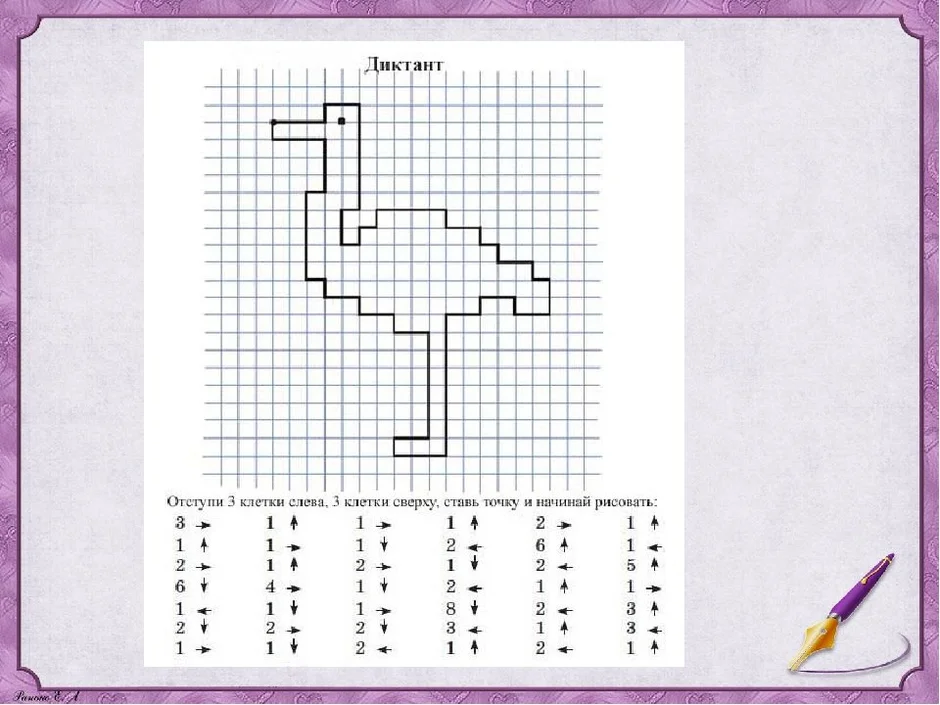 Рисунок по клеткам диктант