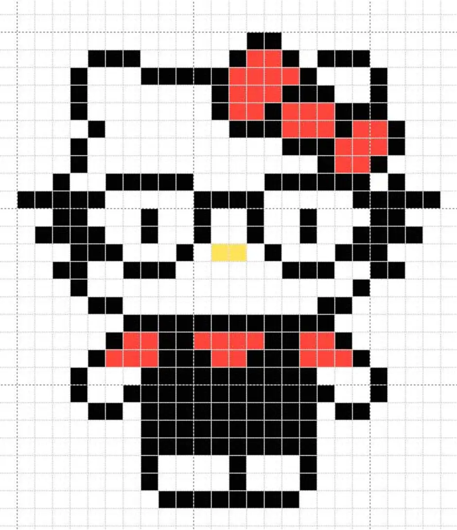 Рисунки по клеточкам в тетради hello kitty