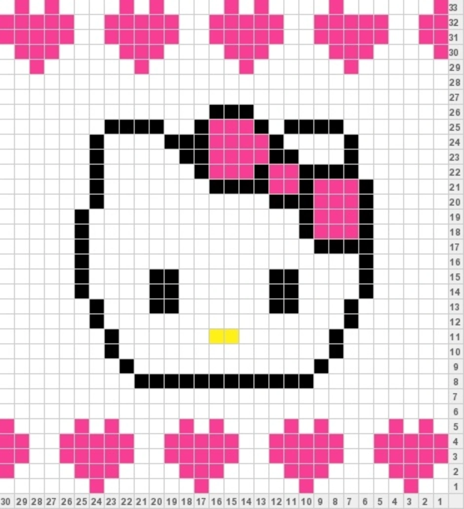 Hello kitty по клеточкам. Схема Китти для вязания спицами. Орнамент для вязания с Китти. Жаккард Хэллоу Китти спицами. Орнамент для вязания Хеллоу Китти.