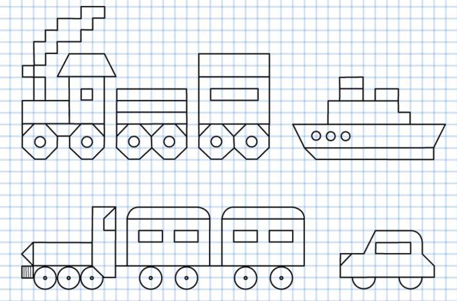 Как рисовать машину по клеточкам