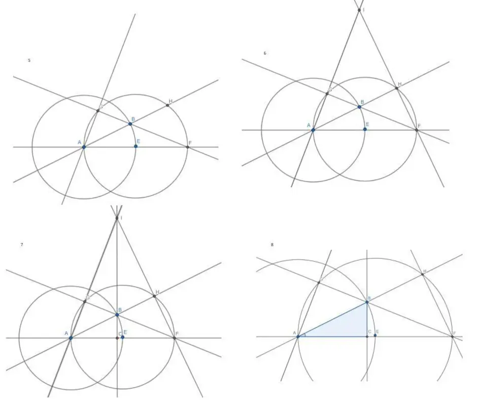 Построить прямоугольный треугольник с помощью циркуля
