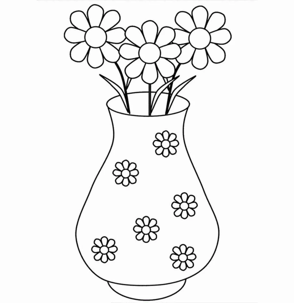 Ваза раскраска. Трафарет вазы для цветов. Ваза с цветами. Ваза для рисования детям.