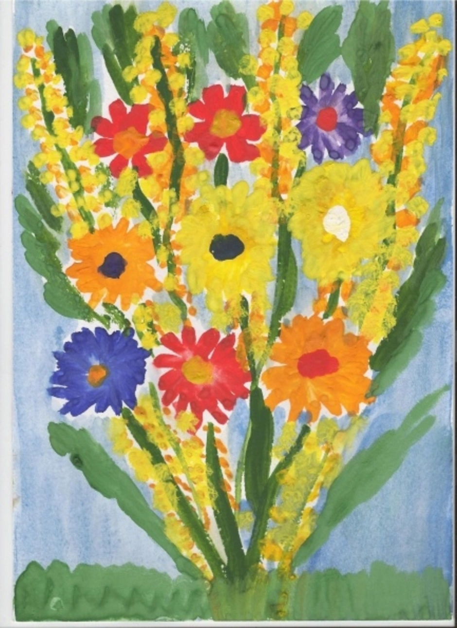Рисование красивые цветы старшая группа. Рисование букет для мамы. Букет цветов красками для детей. Рисование в подготовительной группе. Летние цветы для детей рисование.