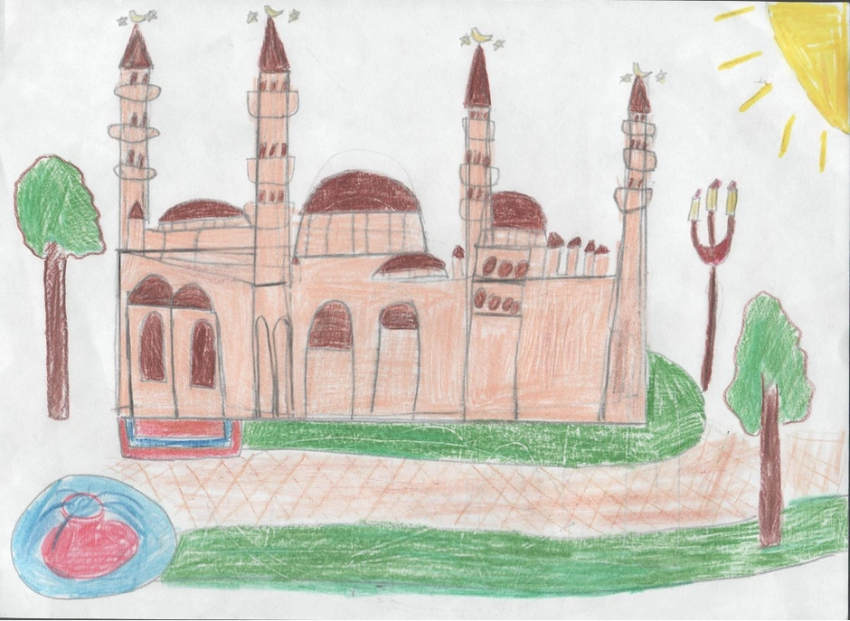 Мечеть изо. Образ древнего среднеазиатского города рисунки. Древний среднеазиатский город рисунок. Города в пустыне изо.