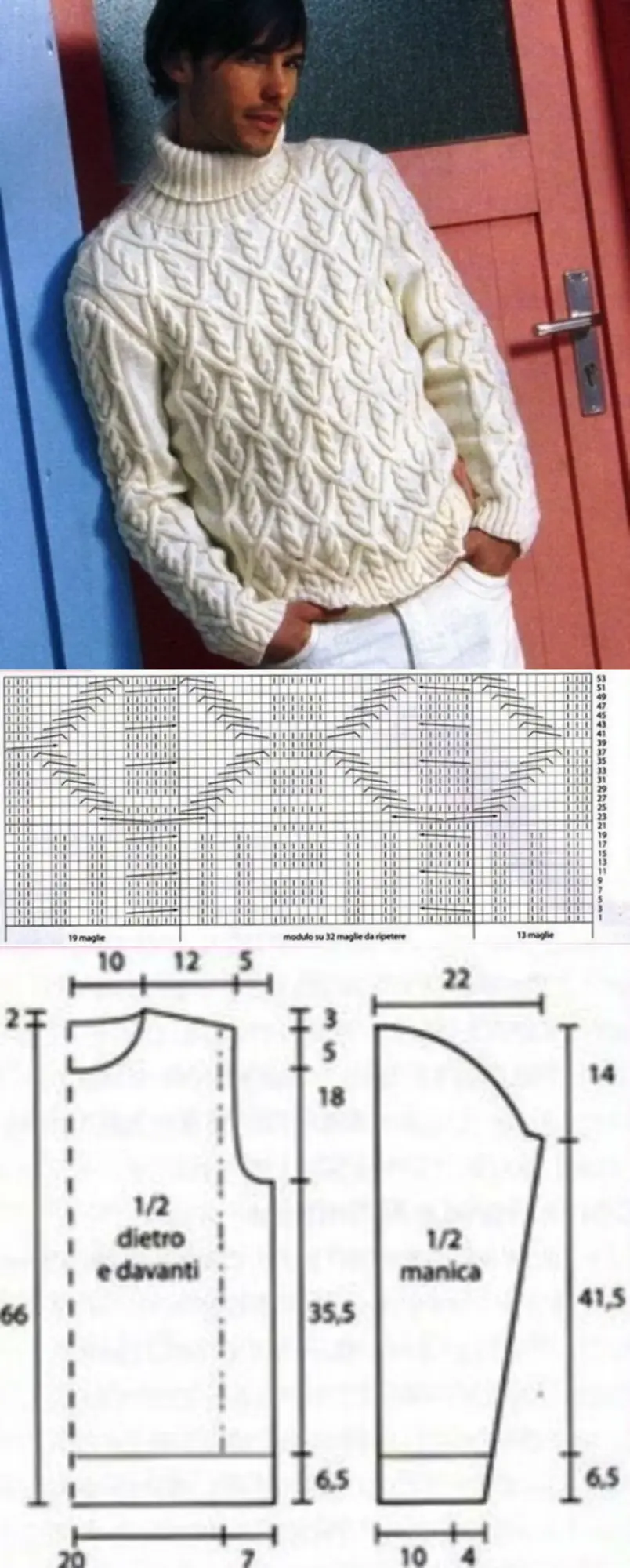 Схема вязания мужского свитера