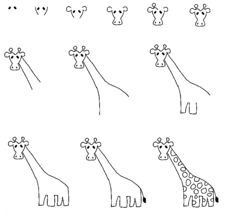 Жираф нарисовать ребенку легко