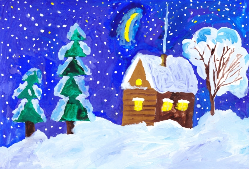 Зимние картинки легко. Зима рисунок. Рисунок на тему зима. Зимний пейзаж для детей. Зимний пейзаж легкий для детей.