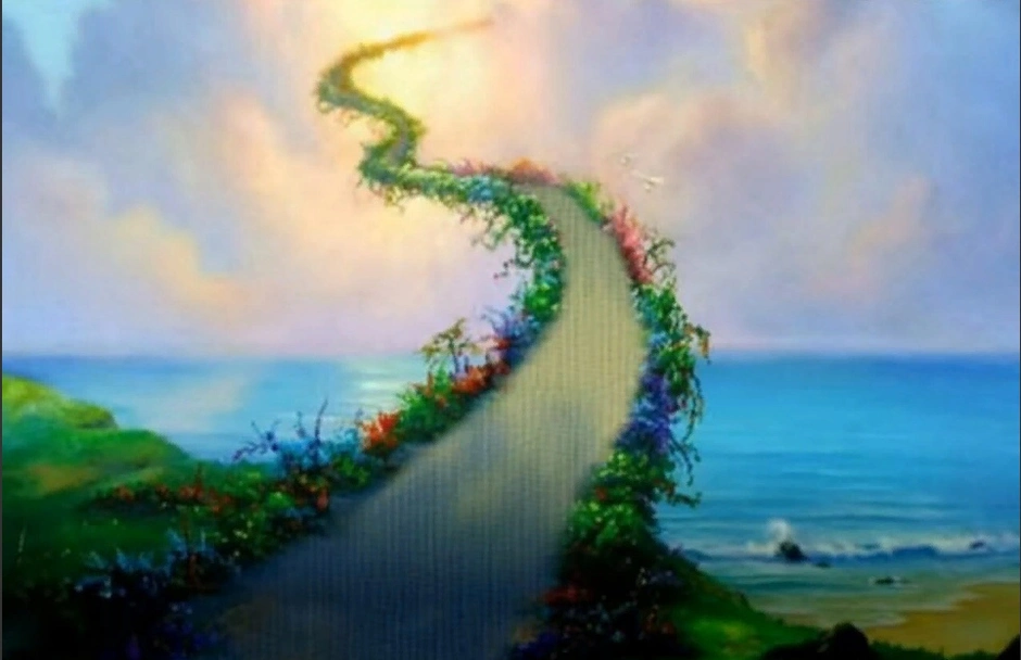 Песни дорога к счастью. Лестница в небо Джим Уоррен. Картина лестница в небеса Джим Уоррен. Сказочная дорога. Сказки в дорогу.
