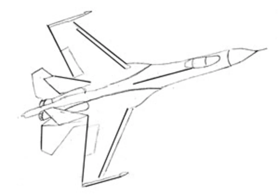 Как нарисовать военный истребитель карандашом