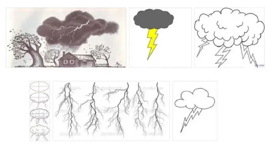Гроза нарисовать карандашом