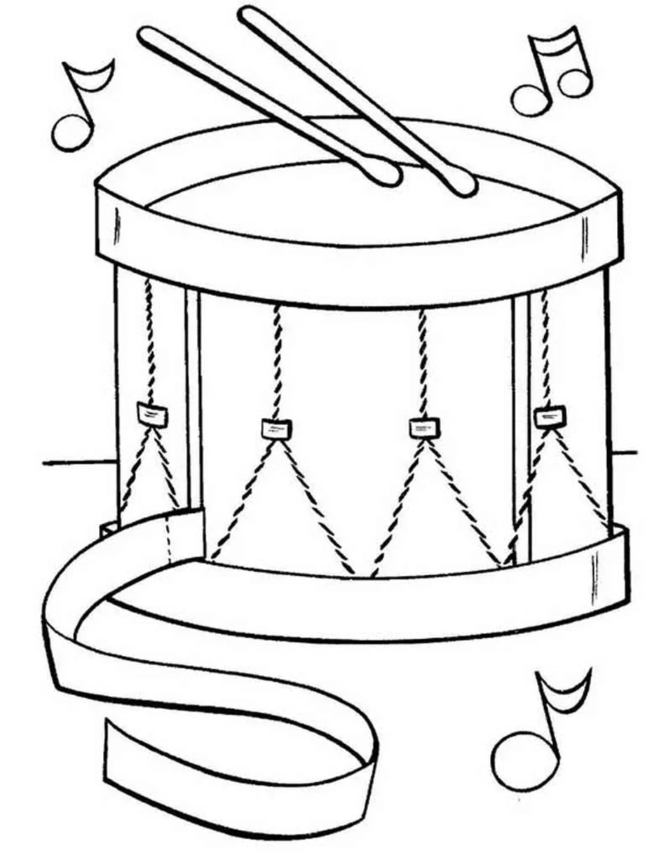 Раскраска Барабан Музыкальные инструменты