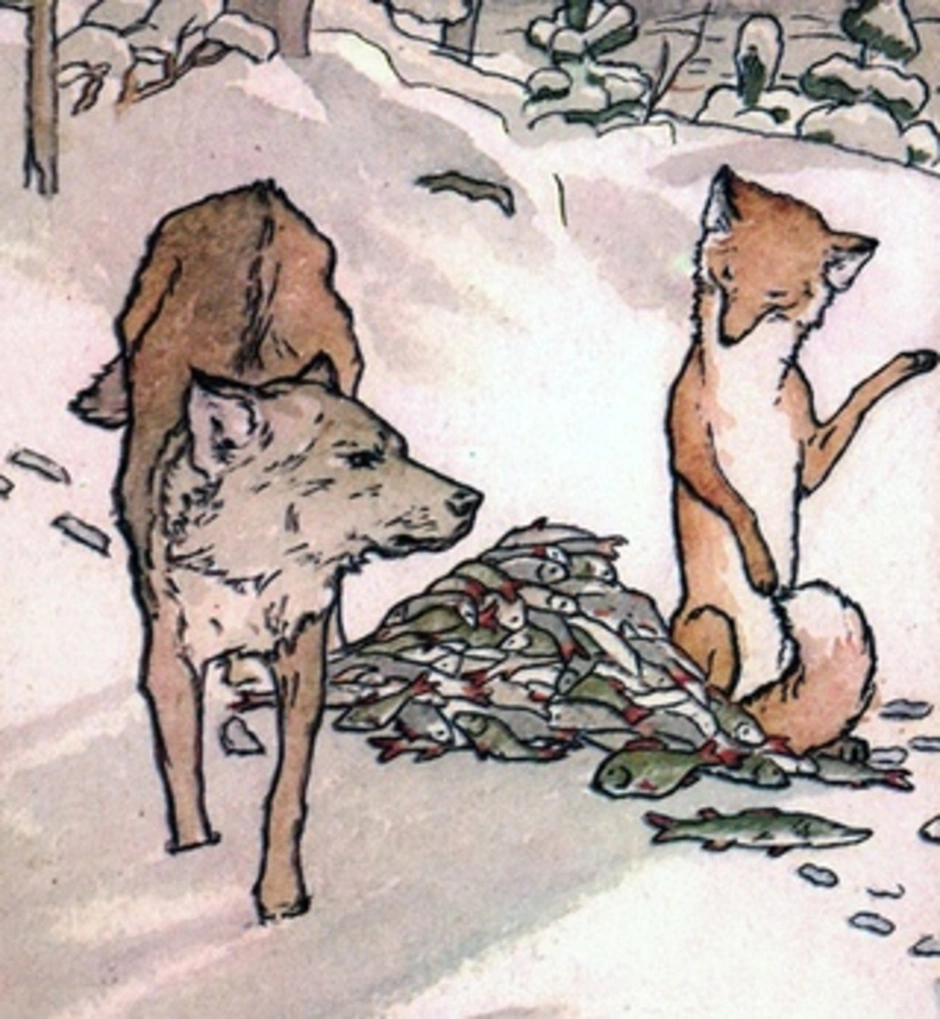 Волк ловит лису. Рисунок к сказке лиса и волк. Дисп и волк иллюстрации. Волк и лиса. Сказка лиса и волк.