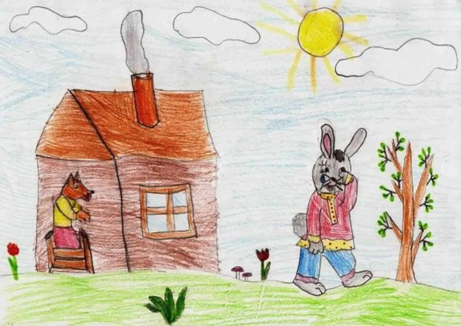 Рисование по сказке лиса и заяц. Лиса и заяц. Иллюстрации к сказке лиса и заяц. Рисунок к сказке лиса и заяц. Рисование лиса и заяц.