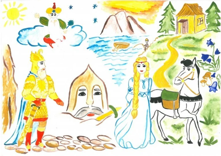 Картинки по сказкам А.С. Пушкина для детей | Сказки, Милые рисунки, Детские рисунки