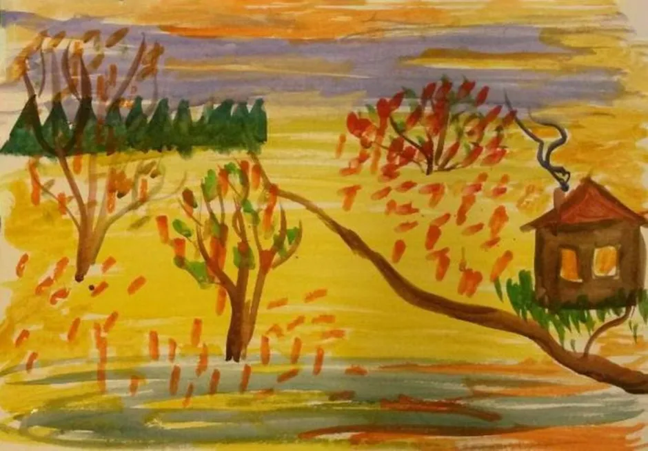 Пейзаж 2 класс. Осеннее утро рисунок. Иллюстрация к произведению осень. Осеннее утро пришвин рисунок.