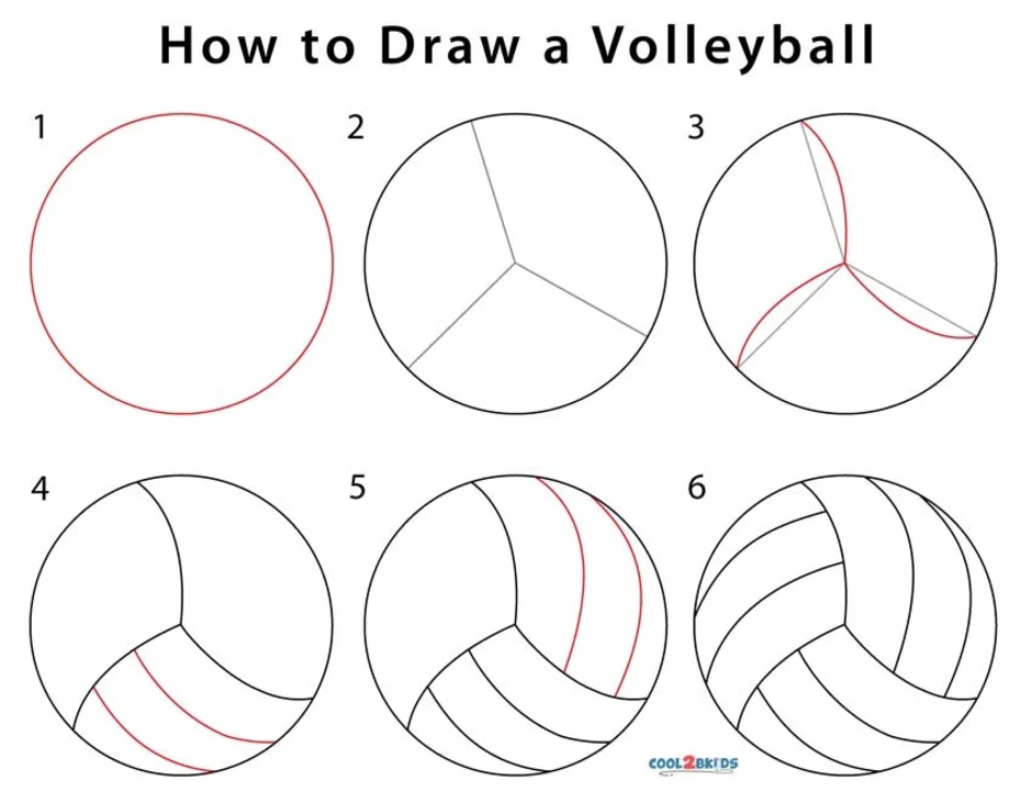 Draw ball. Волейбольный мяч поэтапная рисовка. Волейбольный мяч рисунок карандашом поэтапно. Рисунок мяча пошагово. Поэтапный рисунок волейбольного мяча.