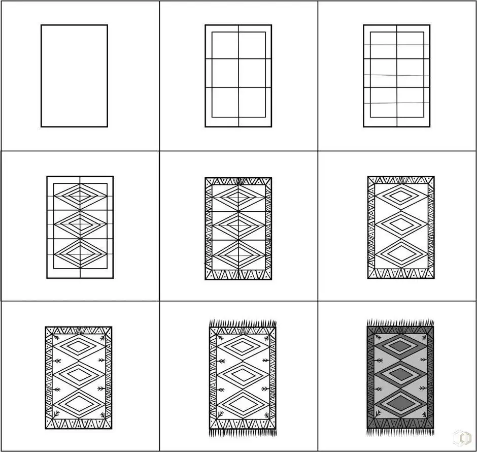 Как нарисовать ковер с узорами