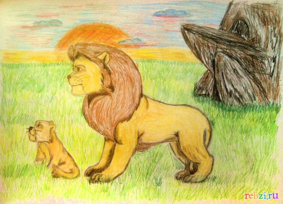 Воспитана львом. Лев и собачка рисунок. Иллюстрация к рассказу Лев и собачка. Лев рисунок детский. Лев и собачка рисунок для детей.
