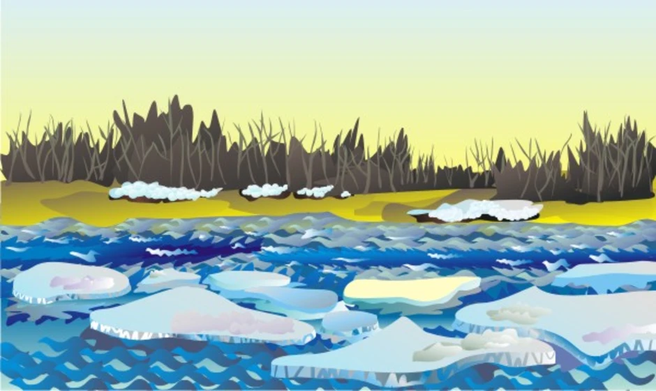 Рисование ледоход на реке