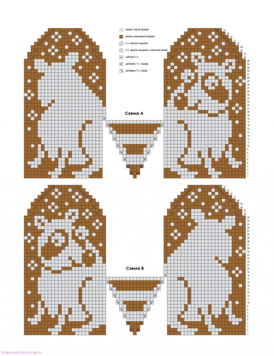 Схемы узоров для варежек спицами схемы
