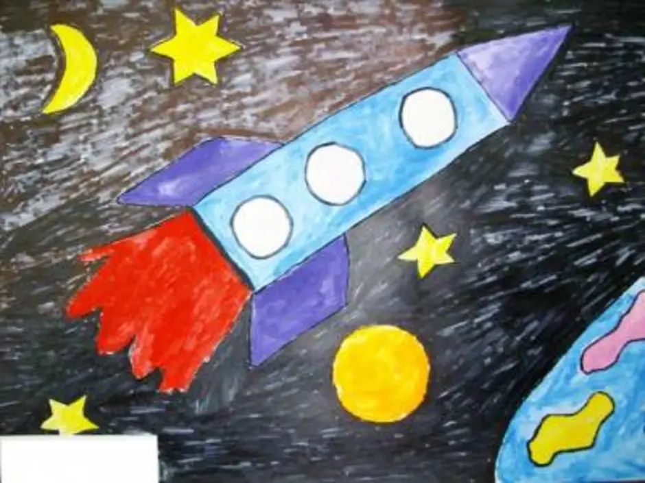 Рисуем ко дню космонавтики. Рисунок ко Дню космонавтики. Рисование для детей космос. Рисование космос в детском саду. Рисование ко Дню космонавтики.