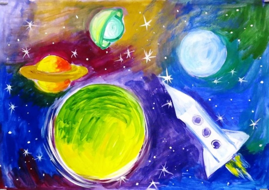 Рисунок на тему космос красками