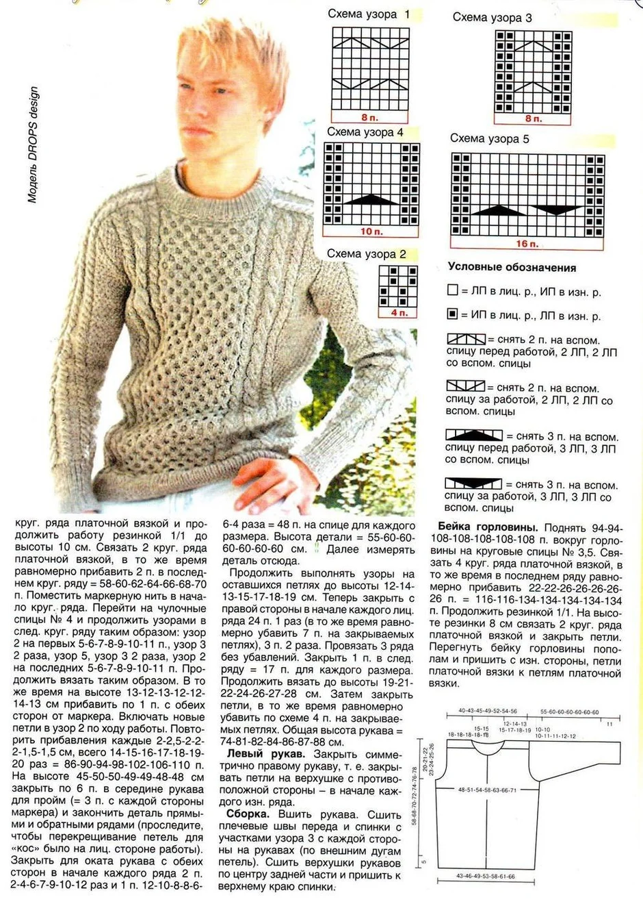 Журнал вязание свитера для мужчин описание схемы