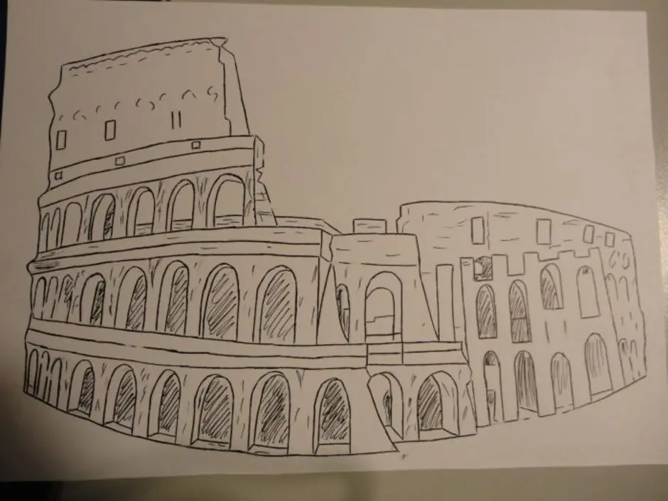 Город сквозь города и страны. Колизей в Риме карандашом. Колизей для срисовки. Колизей в Риме нарисовать. Италия Колизей нарисованный.