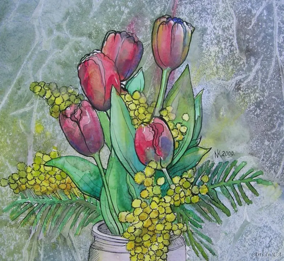 Нарисовать весенний букет. Тюльпаны акварелью. Тюльпаны картина. Рисование весенний букет. Ваза с цветами акварелью.