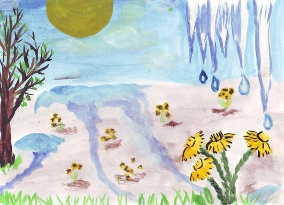 Детские рисунки про весну