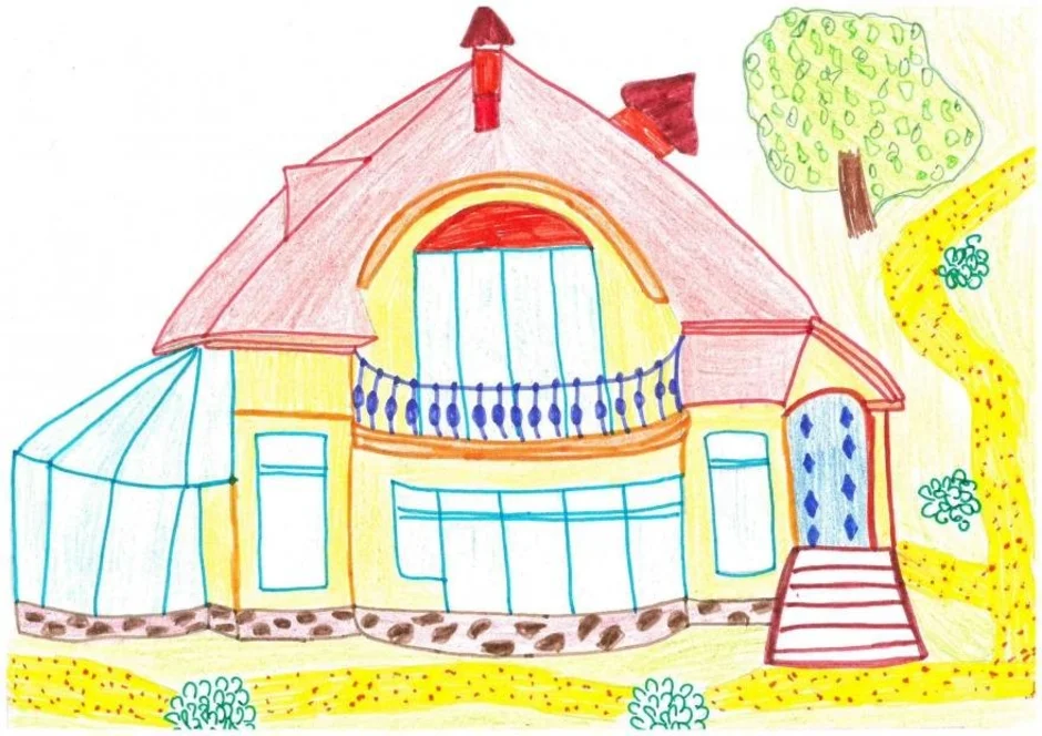 Рисунок дом мечты 7 класс изо. Рисование на тему дом. Дом детский рисунок. Домик детский рисунок. Рисование мой дом.