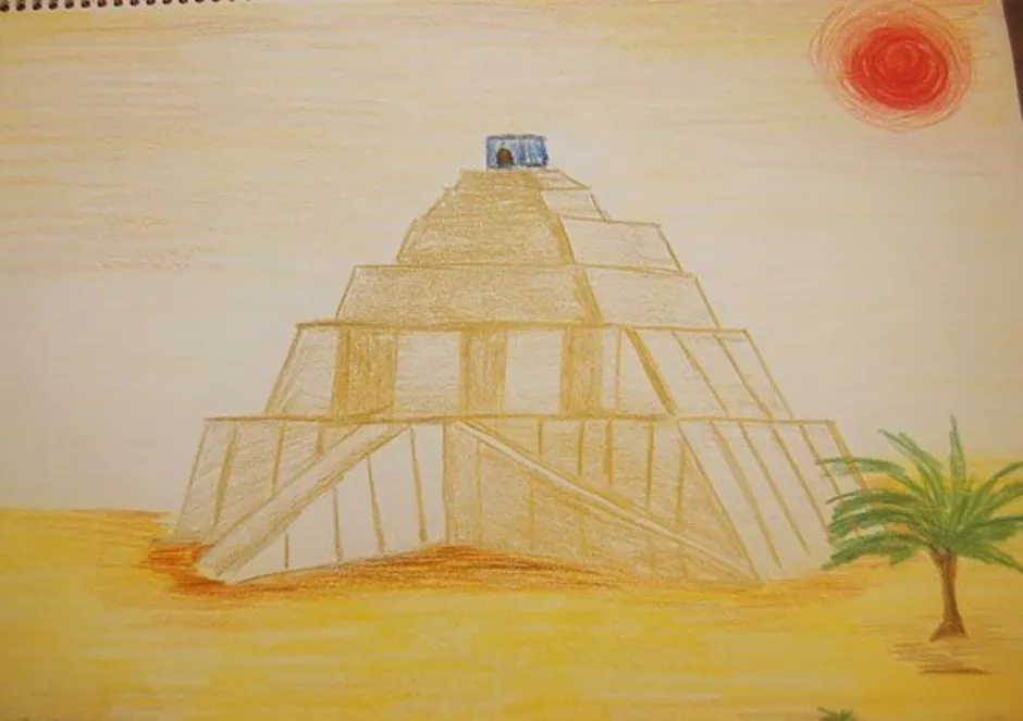 Рисунки древний мир 5 класс. Пирамида в Египте зиккурат. Что такое зиккурат в древнем Египте. Зиккурат Египет рисунок. Пирамида Хеопса изо.