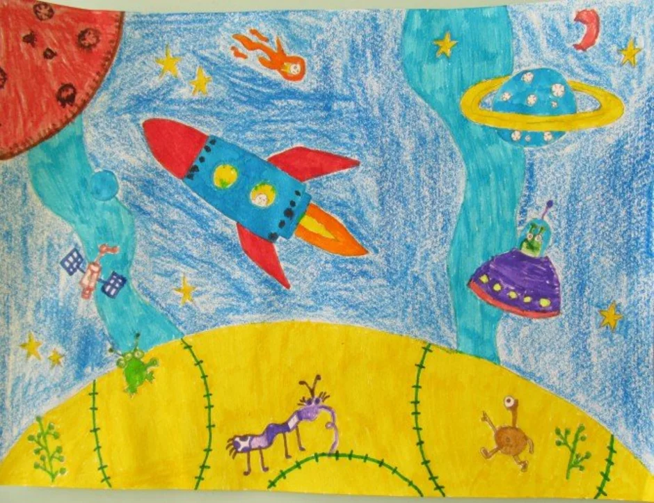 Подготовительная группа приключение. Рисование для детей космос. Рисунок на тему космос. Рисование космос в подготовительной группе. Рисование в подготовительной группе на тему космос.