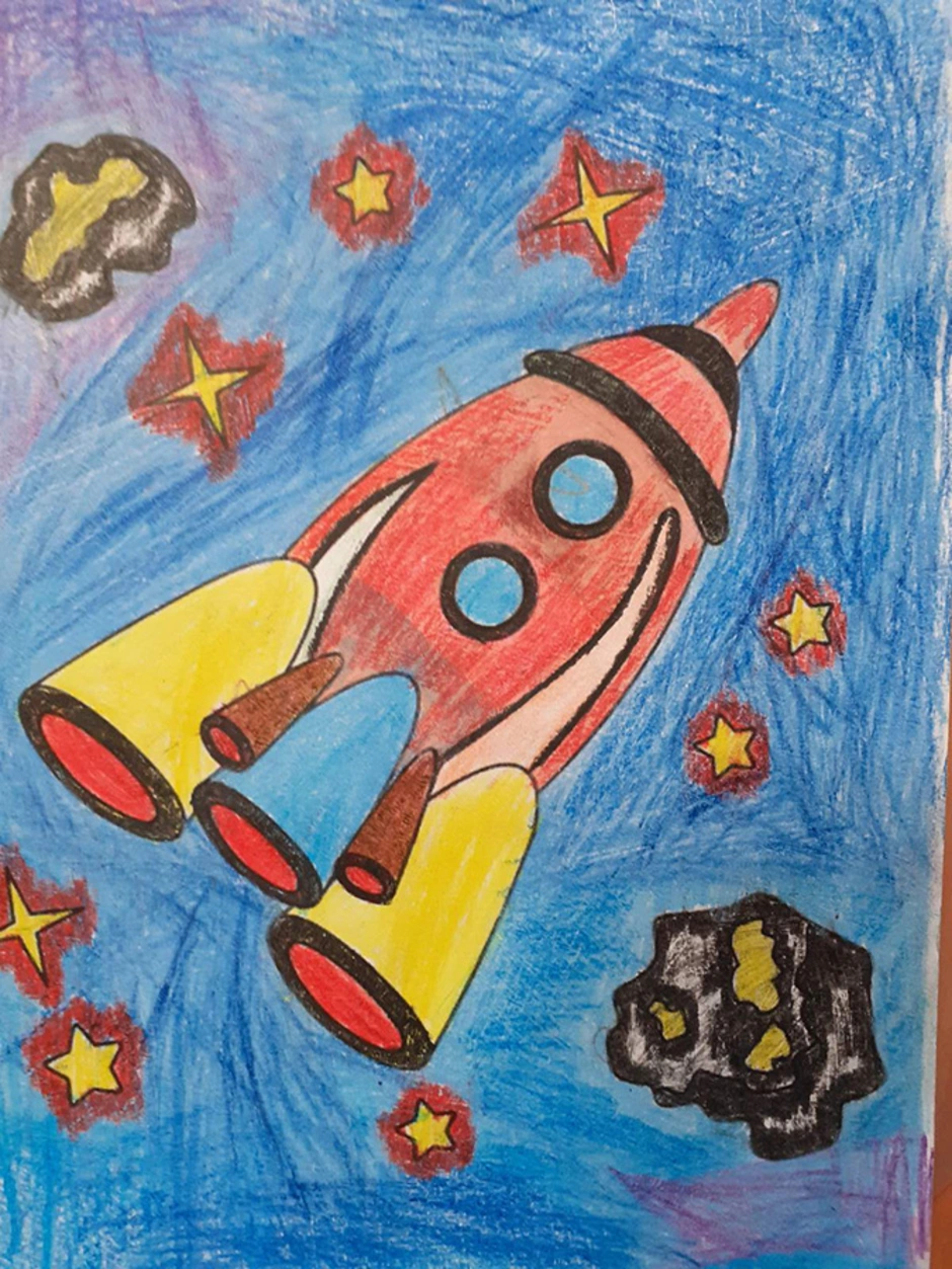 Рисунок на тему космонавтики 5 класс. Рисование для детей космос. Рисунок на тему космос. Рисование с детьми на тему космос. Рисунок ко Дню космонавтики.